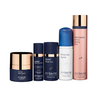 skinbetter science Glow and Go Skincare Set, five travel-size products shown with the included cosmetic bag