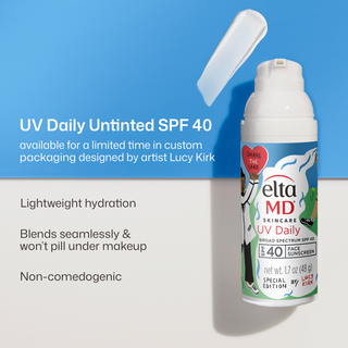 EltaMD UV Daily Broad Spectrum SPF 40, 1.7 oz airless pump bottle with cap removed