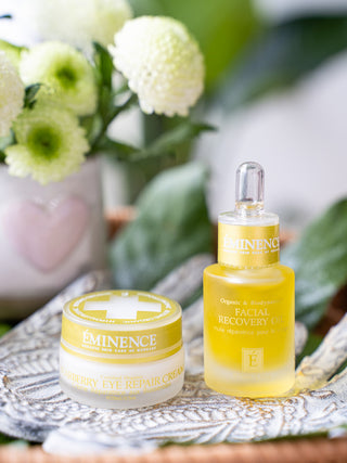 Eminence Bearberry Eye Repair Cream, shown in use