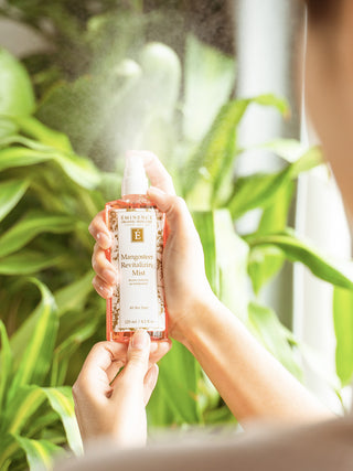 Eminence Mangosteen Revitalizing Mist, shown in use