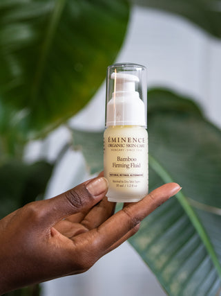 Eminence Bamboo Firming Fluid, shown in use