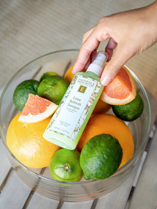 Eminence Lime Refresh Tonique, shown in use