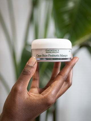 Eminence Clear Skin Probiotic Masque, shown in use