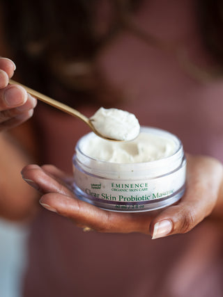 Eminence Clear Skin Probiotic Masque, shown in use during application