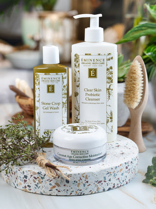 Eminence Clear Skin Probiotic Cleanser, shown in use