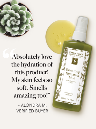 Eminence Stone Crop Hydrating Mist, shown in use