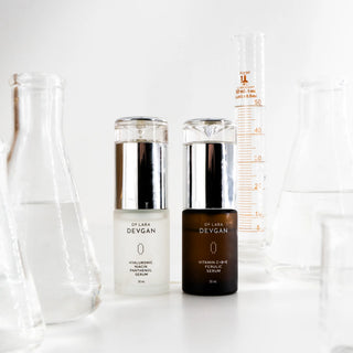 Dr. Lara Devgan Hyaluronic and Vitamin C serums lifestyle