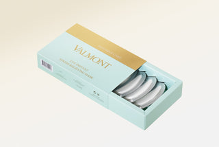 Valmont Eye Instant Stress Relieving Mask applied under the eye
