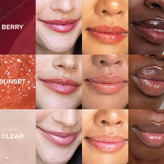 Ourself Lip Conditioner Clear, Sunset and Berry shade guide