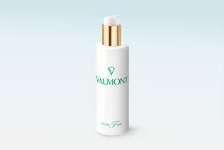Valmont Vital Falls toner poured onto a cotton pad